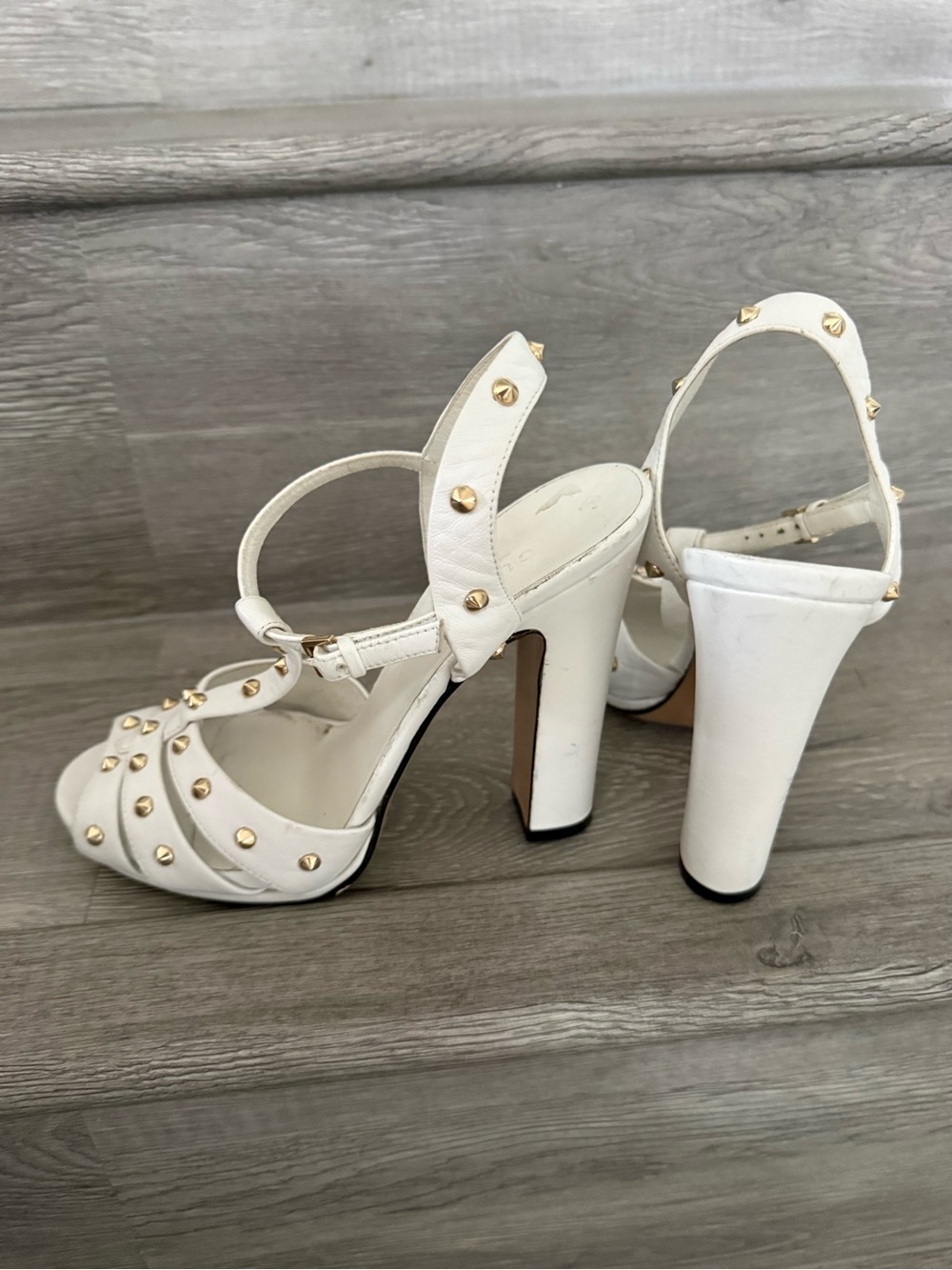 Gucci White Studded Women's Ankle-Strap heels size 36.5 - Picture 9 of 9